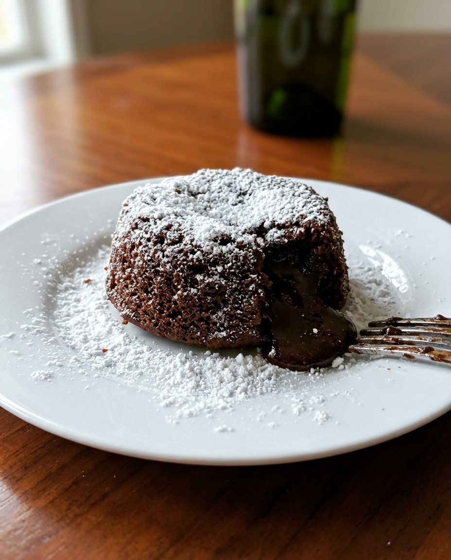 Checking the internal temperature of a chocolate lava cake with a digital probe