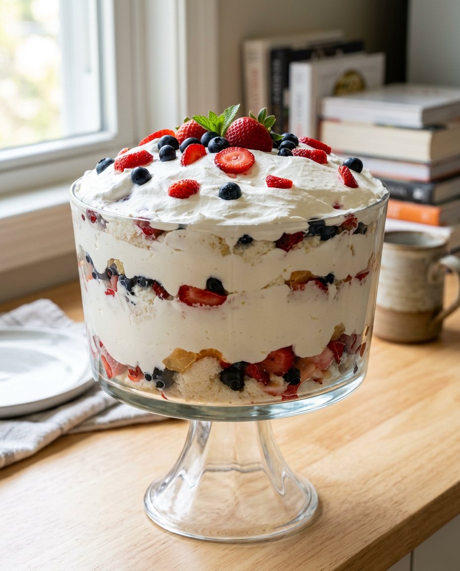 A moist slice of cake with fruit showing a tender crumb and colorful dried cherries