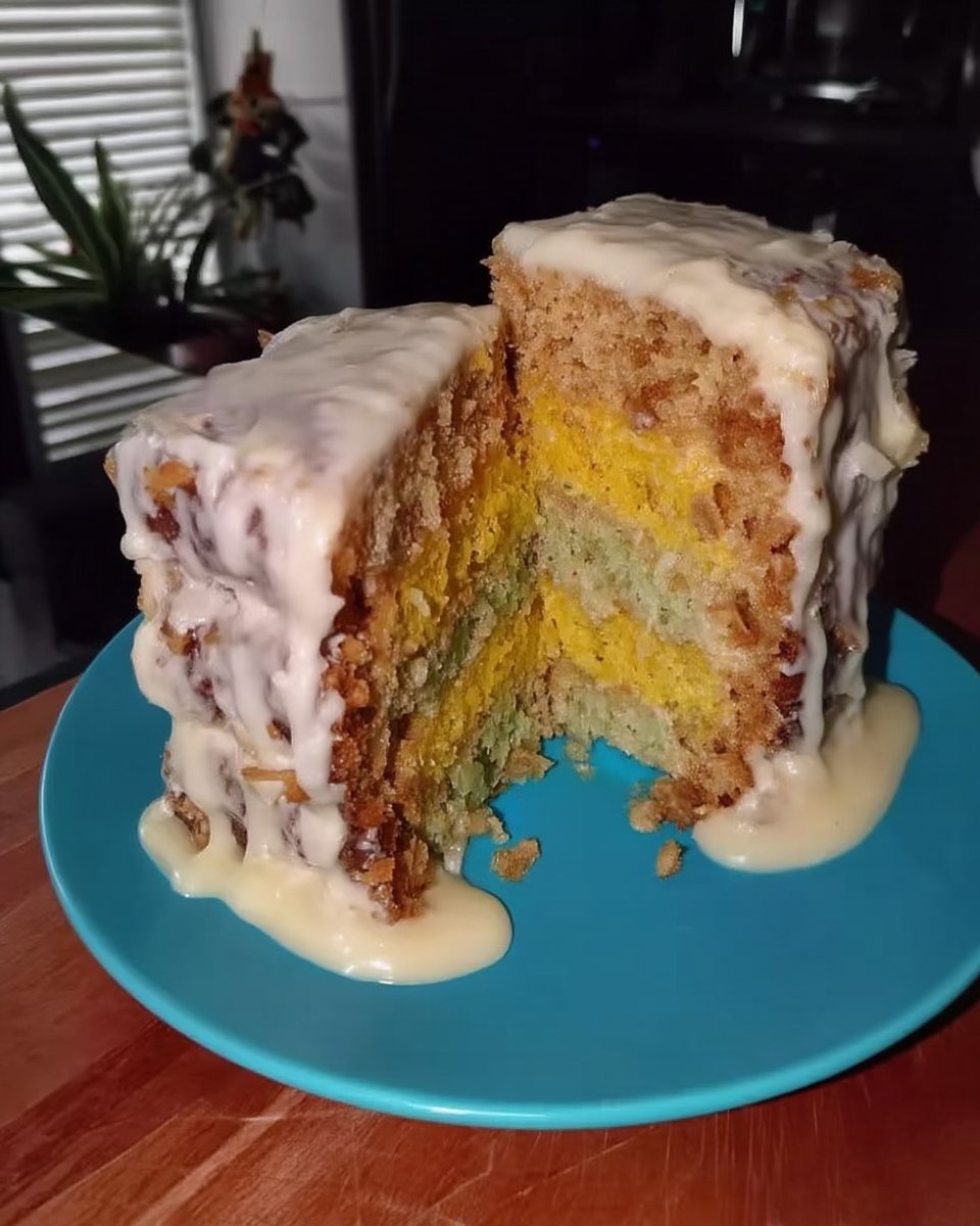 Lemon Rainbow Cake 2 13 Close up of the moist and tender crumb of a Southern citrus cake.
