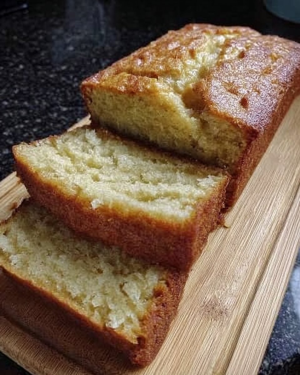 A single slice of lemon yogurt cake on a decorative floral plate next to a glass of iced sweet tea.