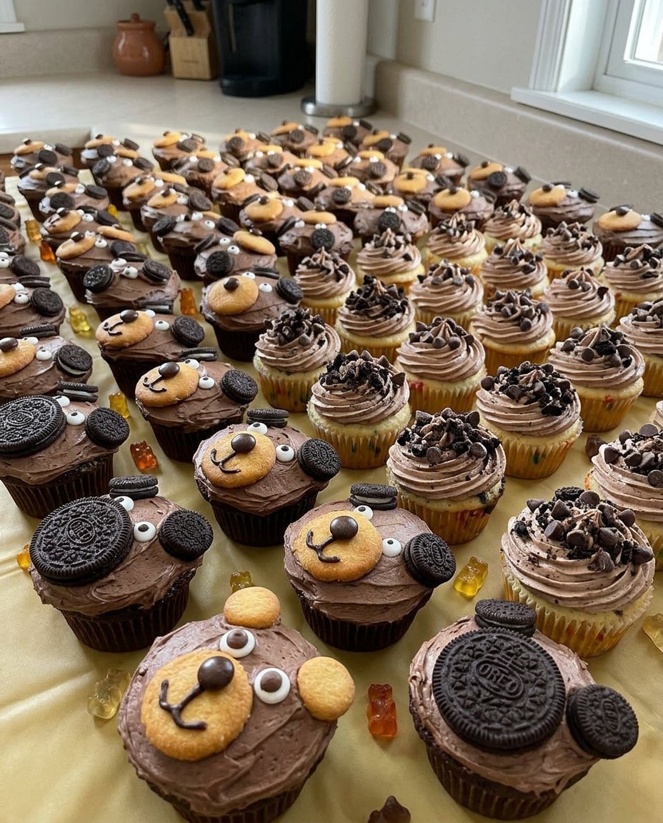 Bear Cake 13 Close up of piping star tips creating fur texture on a cake