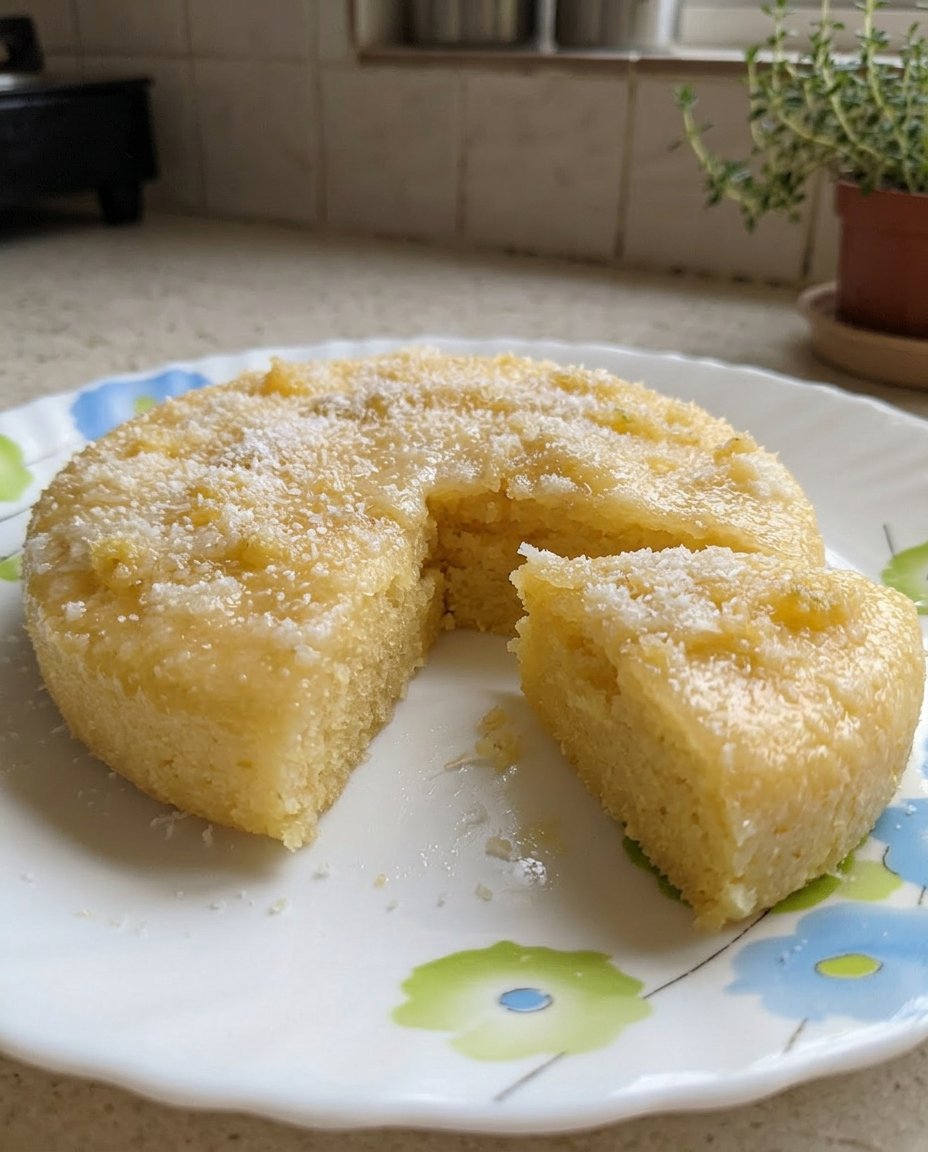 Lemon Drizzle Cake 13 A hand using a wooden skewer to poke holes into a warm loaf cake in a tin