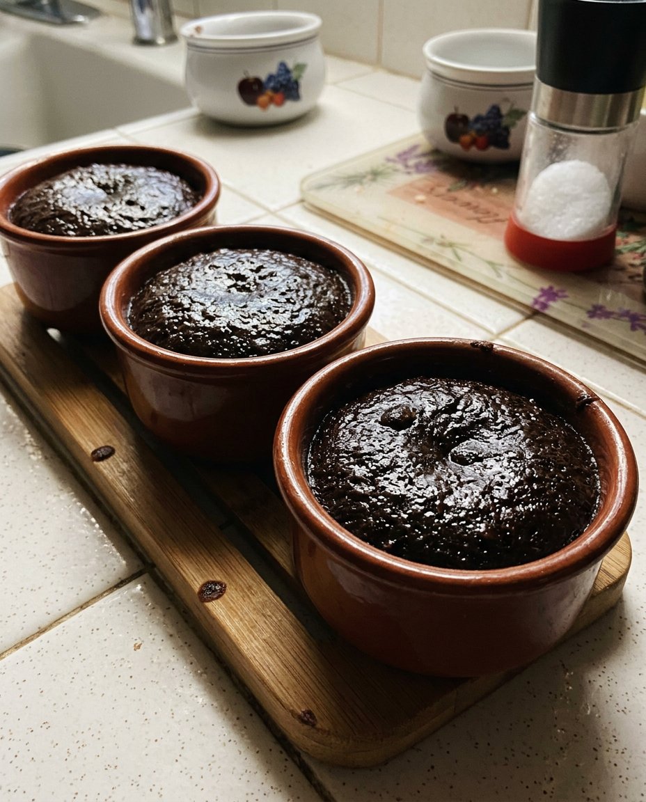 Vertical butter strokes in a ceramic ramekin for lava cake