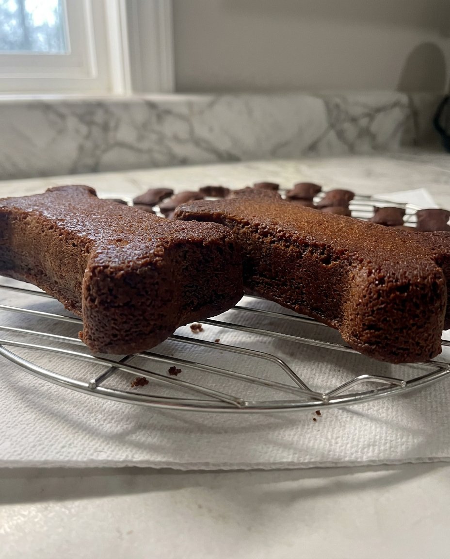 A rustic homemade dog cake made with fresh carrots and peanut butter