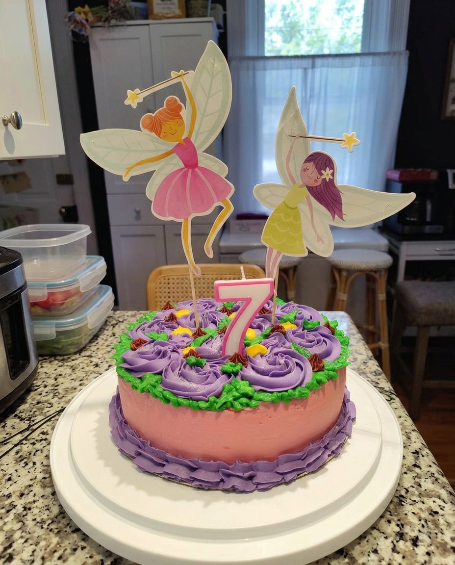 A beautiful girl cake with ombre pink rosettes resembling a ballgown