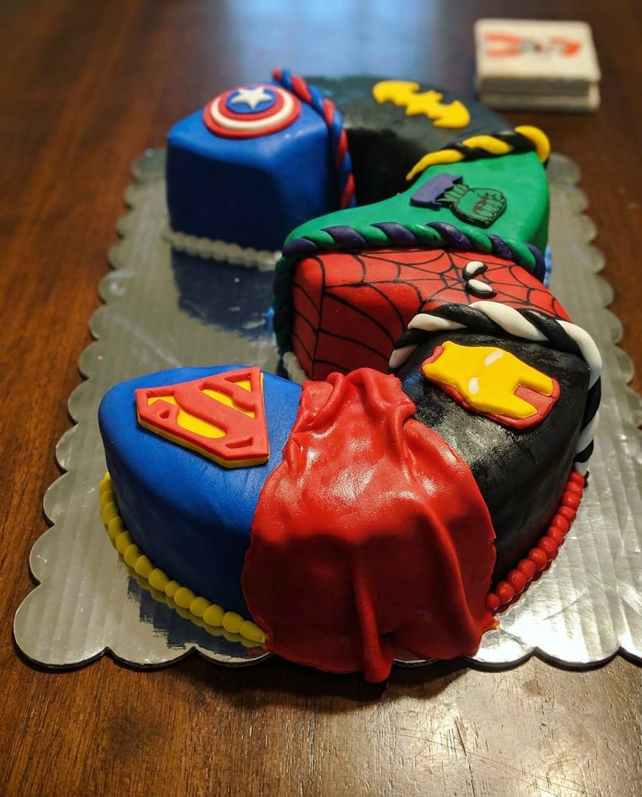 Cake Birthday Boy 14 A spoon creating a textured pattern on chocolate cake frosting