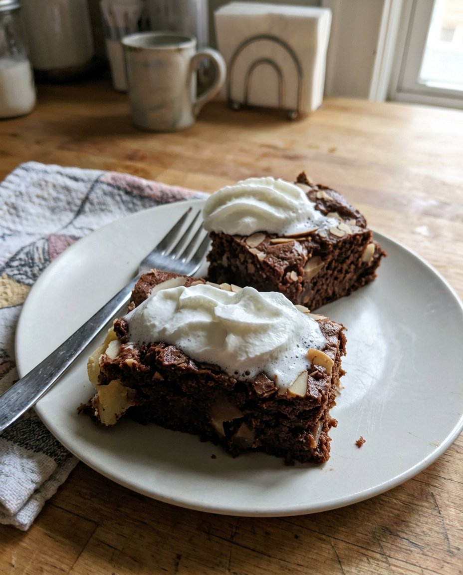 A golden brown ugly cake with custard swirls in a rustic 9x13 baking dish
