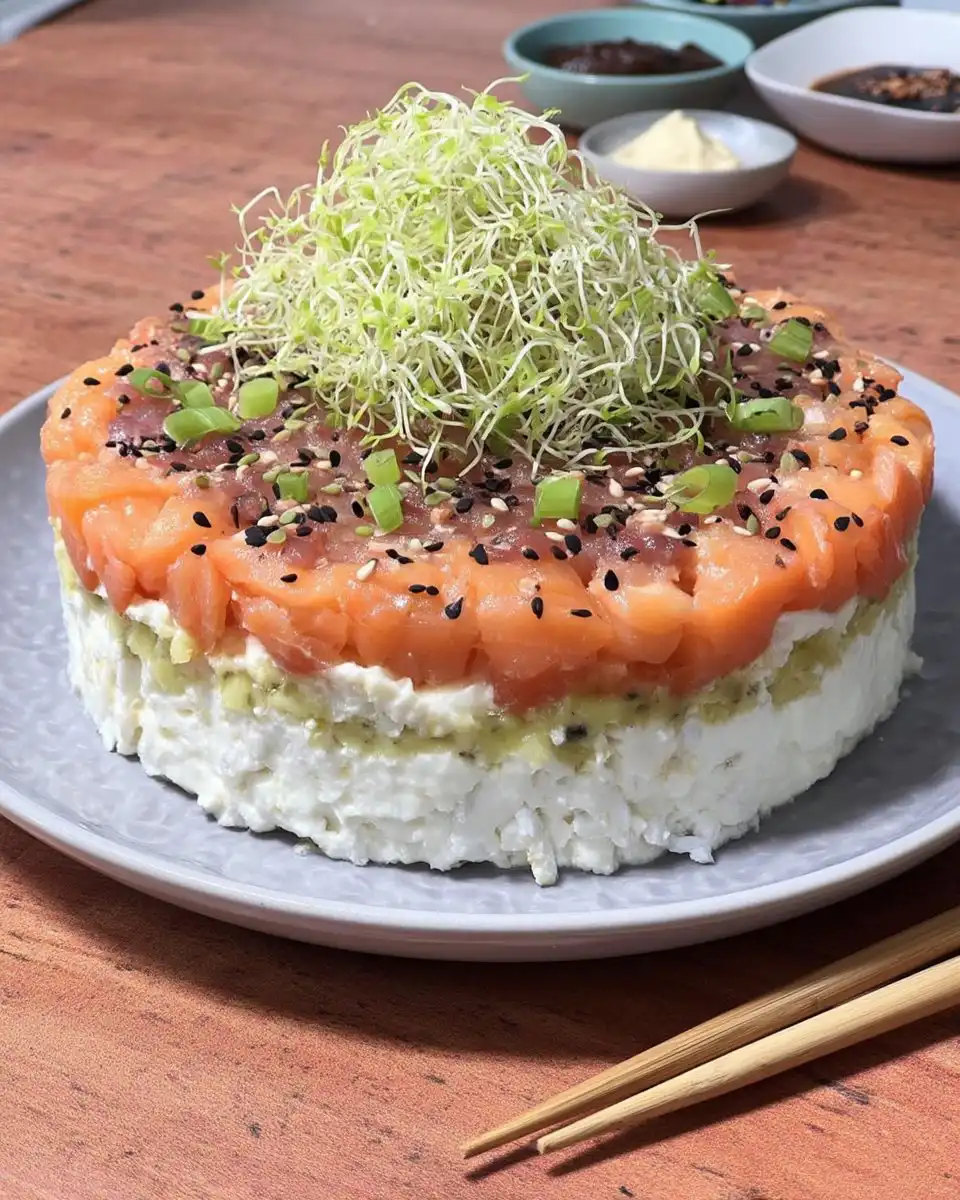 Salmon being diced into perfect five millimeter cubes
