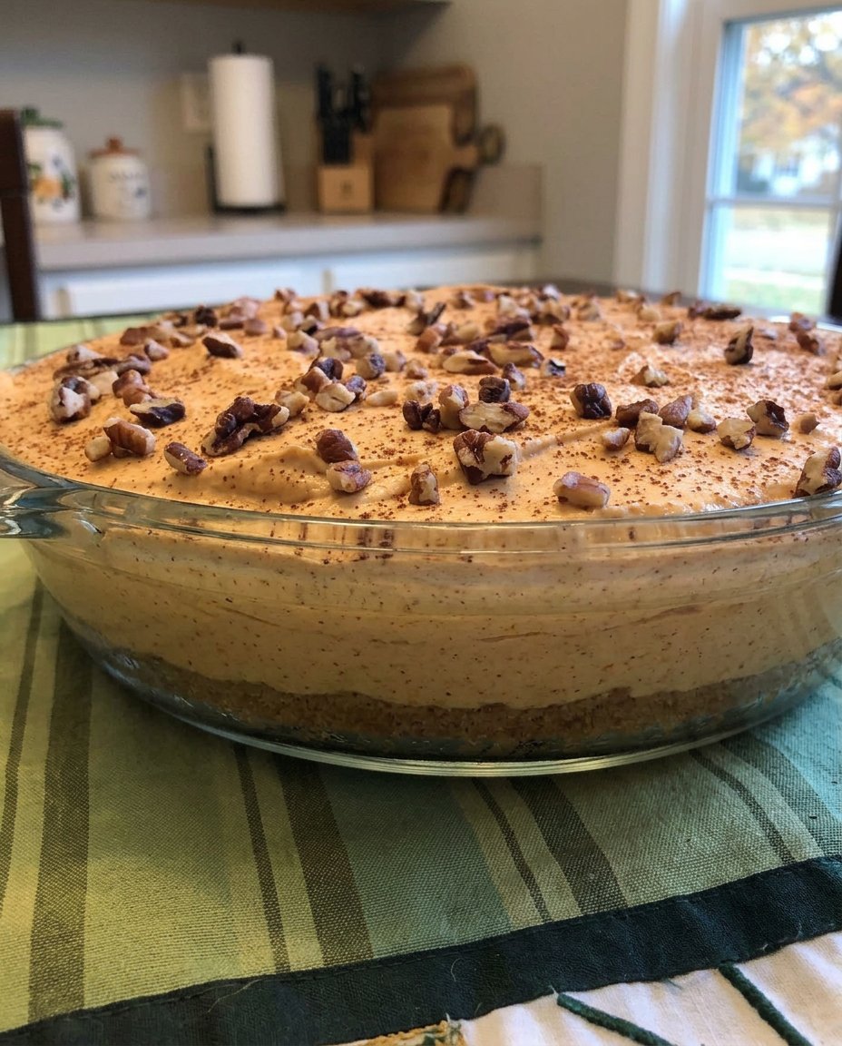 A single slice of Thanksgiving Cake served on a festive plate with a fork.