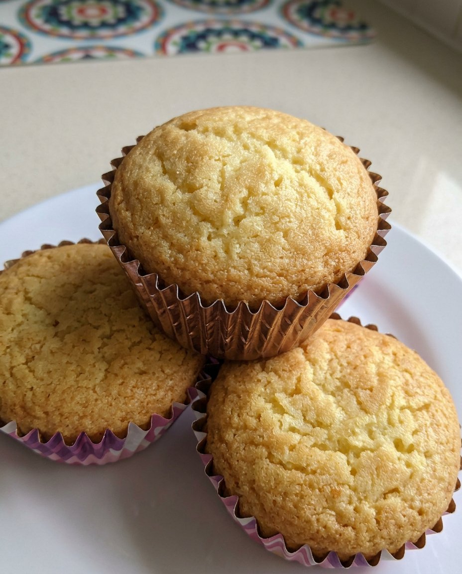 Fairy cakes served with a vintage teapot and floral napkins