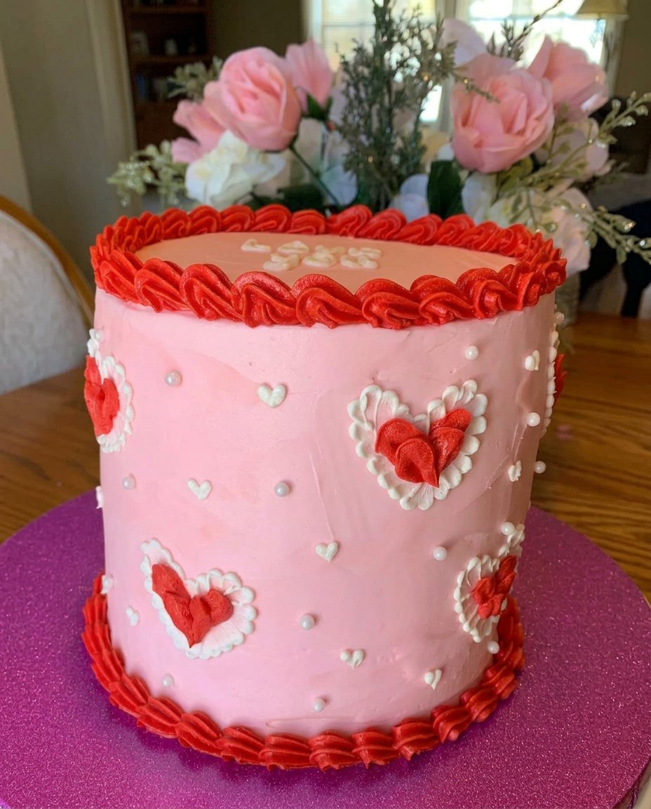 A slice of cake showing the internal pink and white tie-dye marble effect.