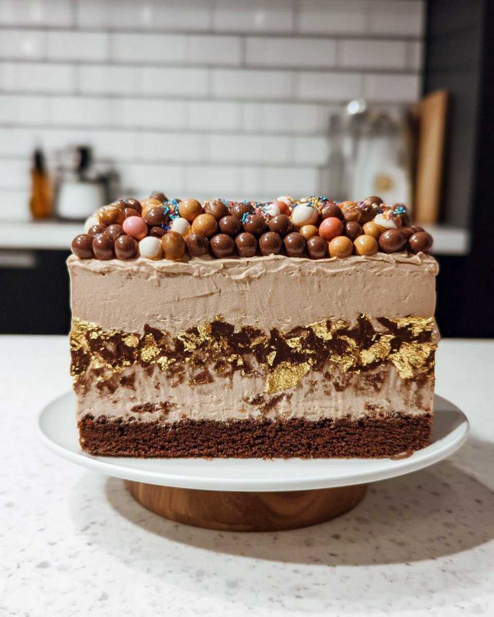 A slice of yellow cake with Nutella buttercream on a white plate showing the internal crumb and the decorative outer edge.