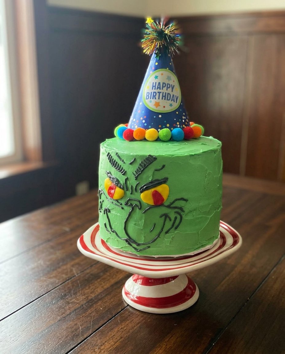 A slice of Grinch Cake revealing a perfect red heart inside