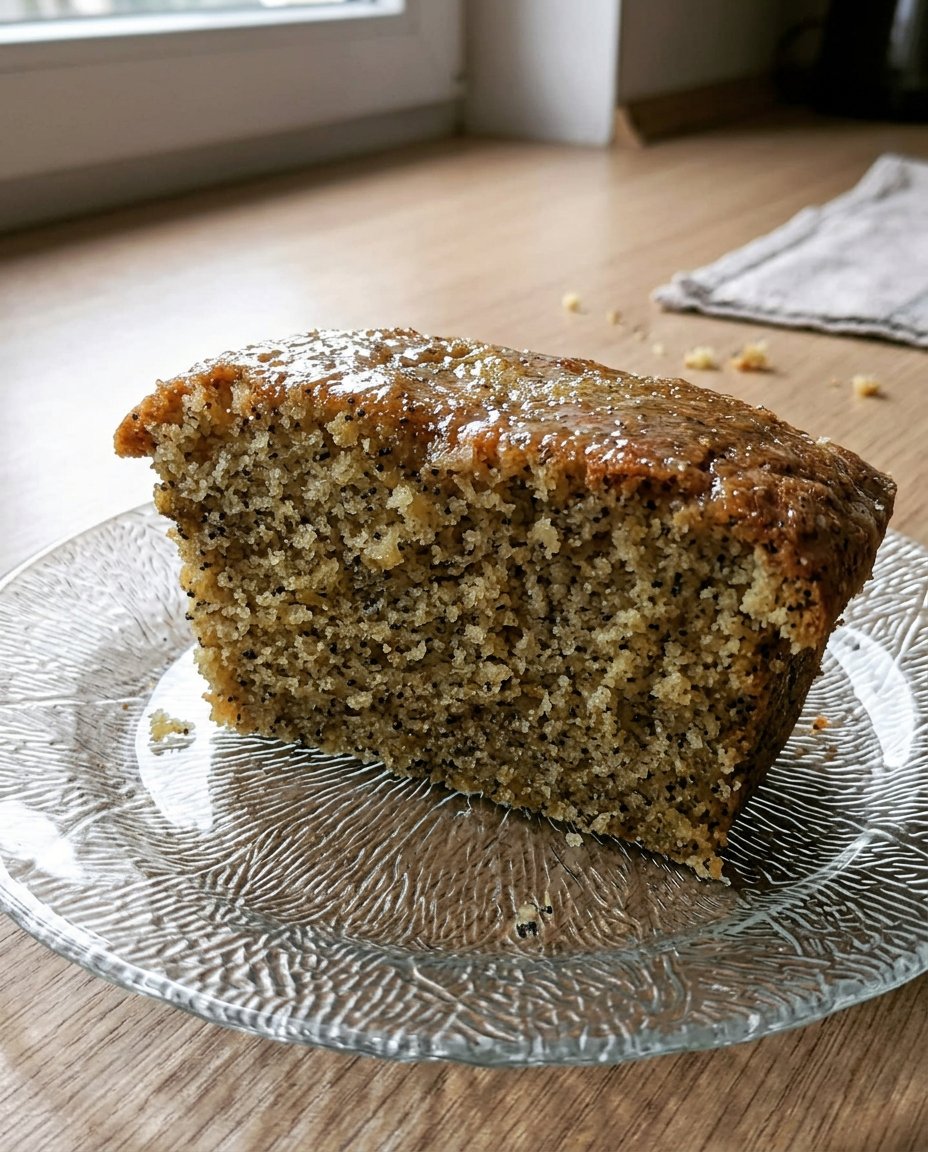 Lemon Poppy Seed Cake 14 A close up slice of lemon poppy seed cake showing the moist texture and frosting