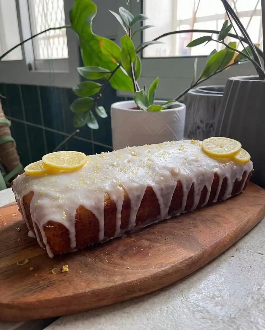 Lemon Cake 3 14 A single slice of lemon cake showing the four layers and lemon filling.