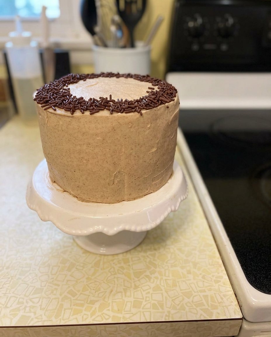 Close up of small cake crumb texture showing even aeration