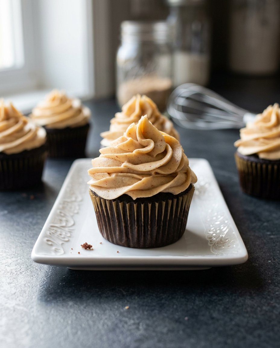 Close up of small chocolate cake showing fine crumb texture
