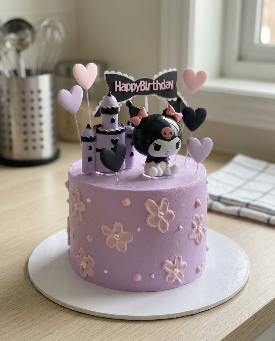 Kuromi Cake Design 12 Ingredients for sponge cake including eggs and flour