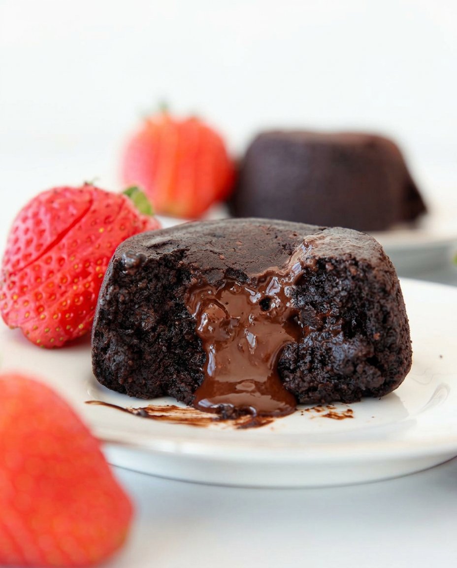 Measured ingredients for chocolate lava cake including butter cubes and egg yolks.