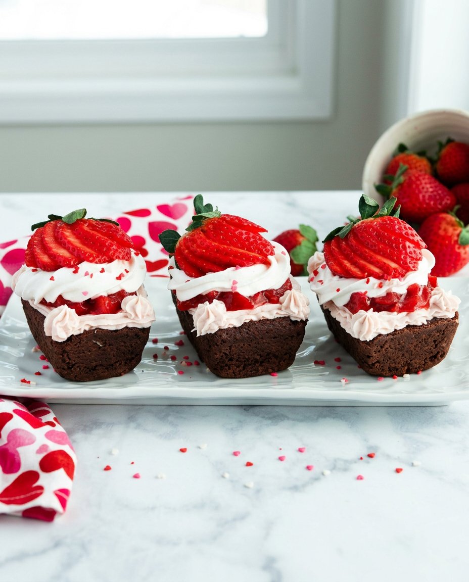 Chocolate Strawberry Cake 14 A top-down view of a cake decorated with perfectly sliced strawberry fans in a circular pattern.