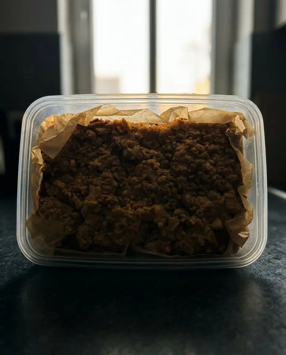 Detailed view of the textured golden surface of a baked strawberry rhubarb cake.