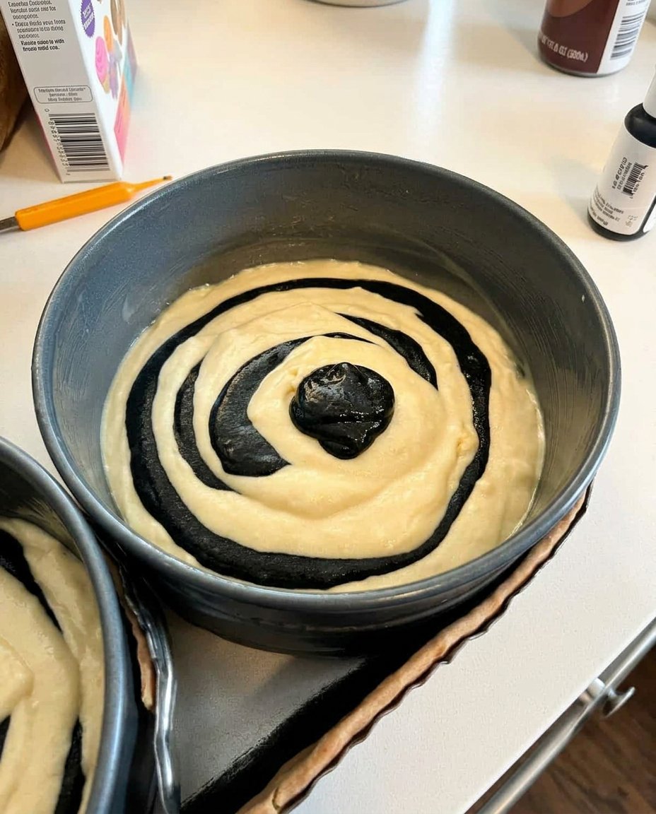 An assortment of gel food colors, fondant, vanilla cake batter, and chocolate frosting for an animal cake.