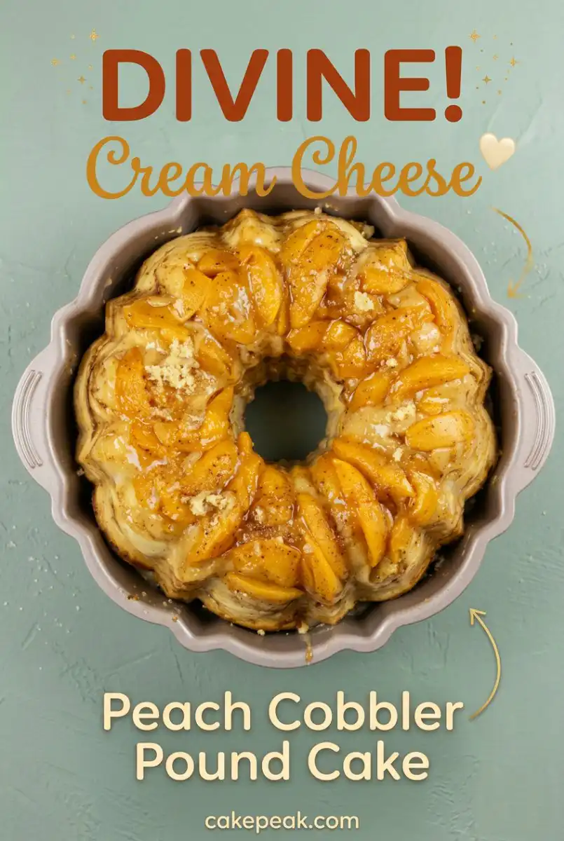 Homemade Cream Cheese Peach Cobbler Pound Cake - The Ultimate Rich Peach Cobbler Pound Cake Idea.