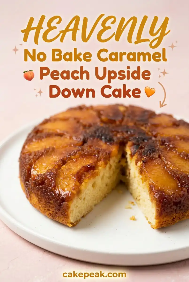 No Bake Caramel Peach Upside Down Cake: Easy Peach Cake Recipe and Best Peach Cobbler Dump Cake