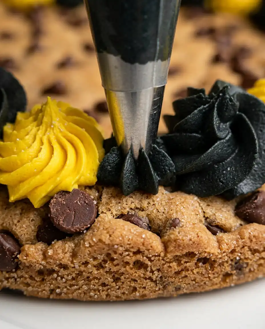 Testing the doneness of a chewy cookie cake with a toothpick