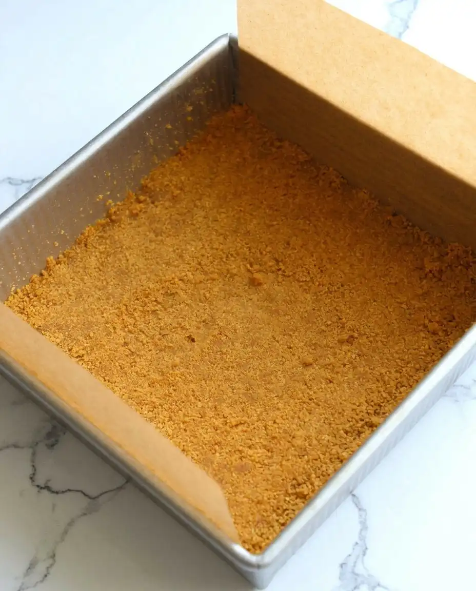 Smooth and creamy cheesecake batter being poured over a pre-baked crust
