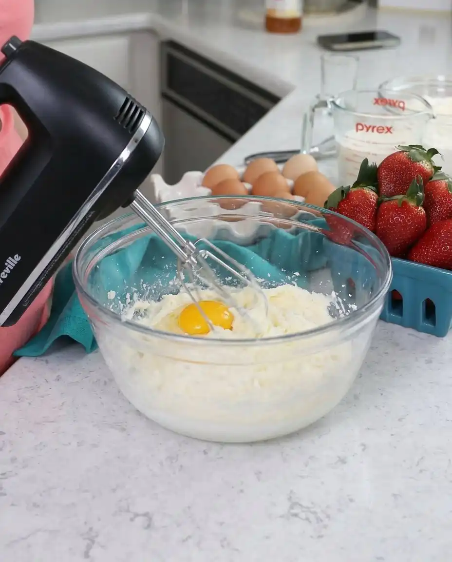 Strawberry Shortcake Cake 12 Fresh strawberries, farm eggs, and butter on a rustic kitchen counter
