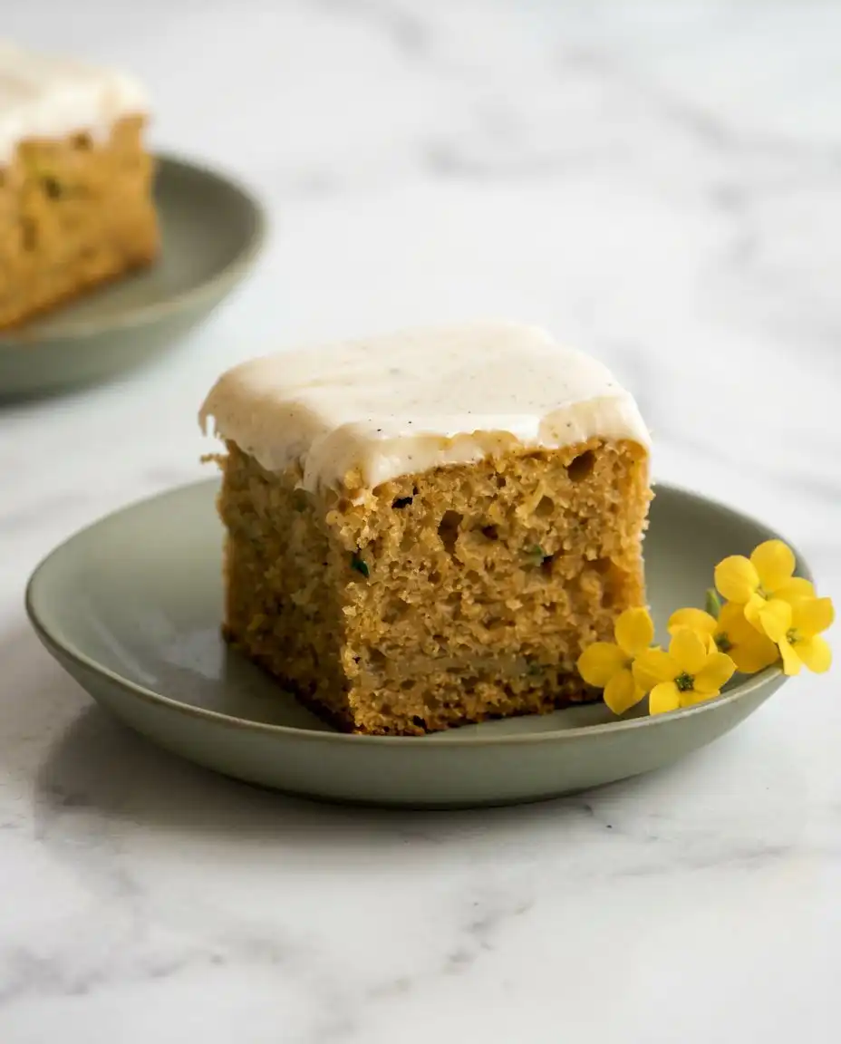 Zucchini Cake 12 A 9x13 inch Zucchini Cake with thick brown butter cream cheese frosting.