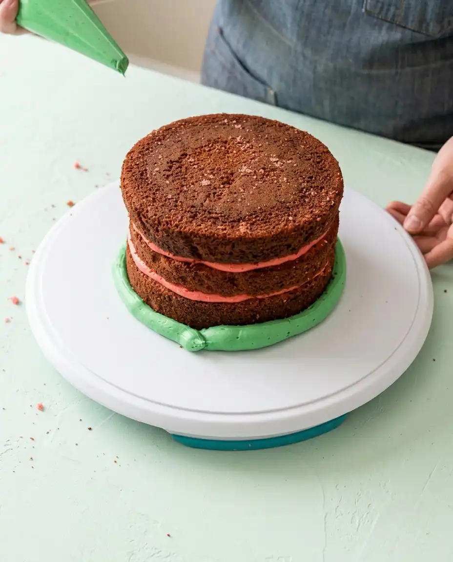 Close up of the pink crumb in a Smash Cake Made from Watermelon.
