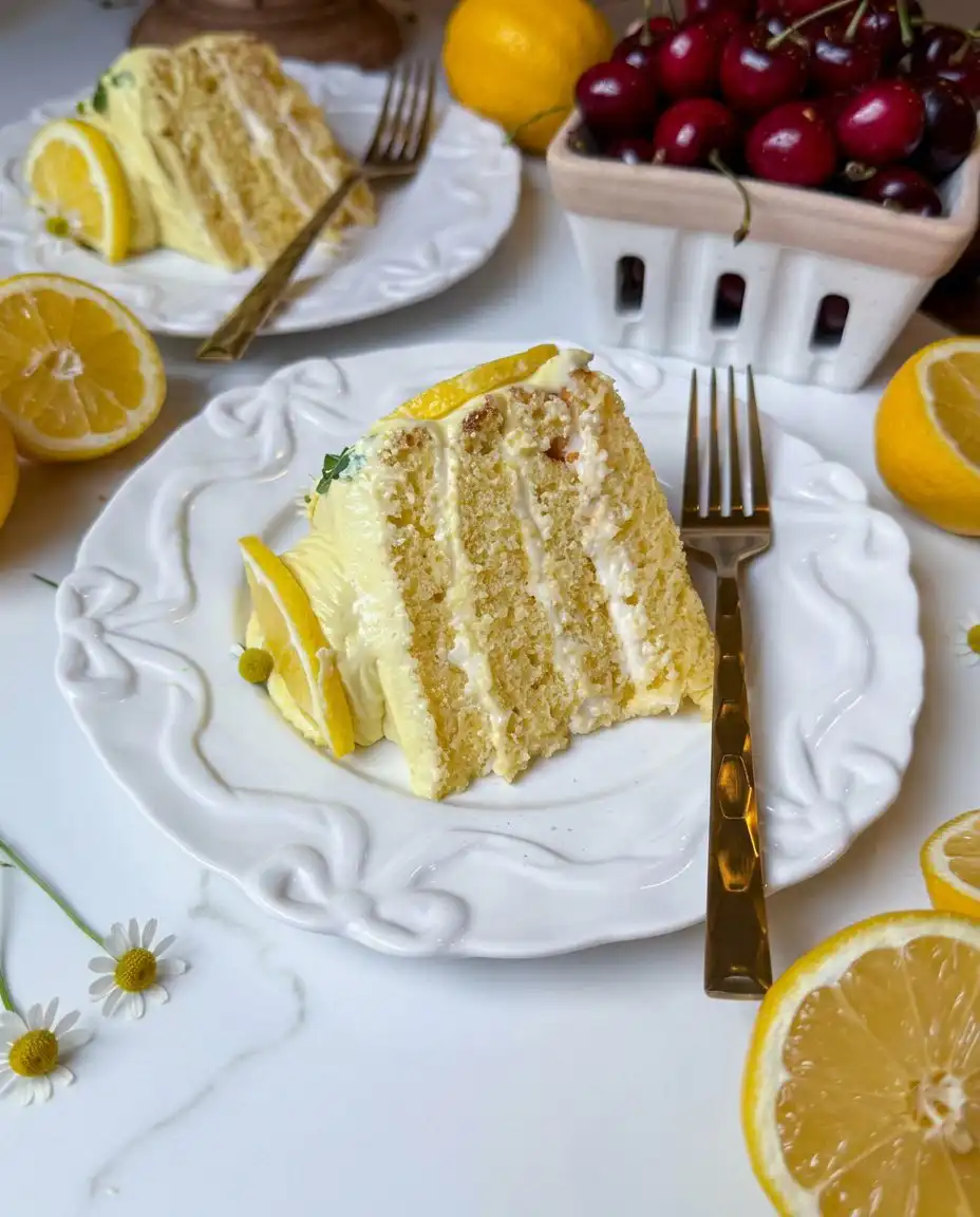 A person spreading white frosting on a lemon cake layer