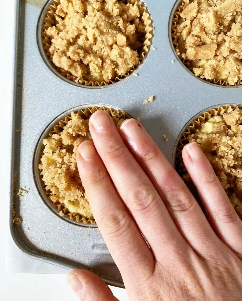 Clumps of cinnamon streusel topping for muffins