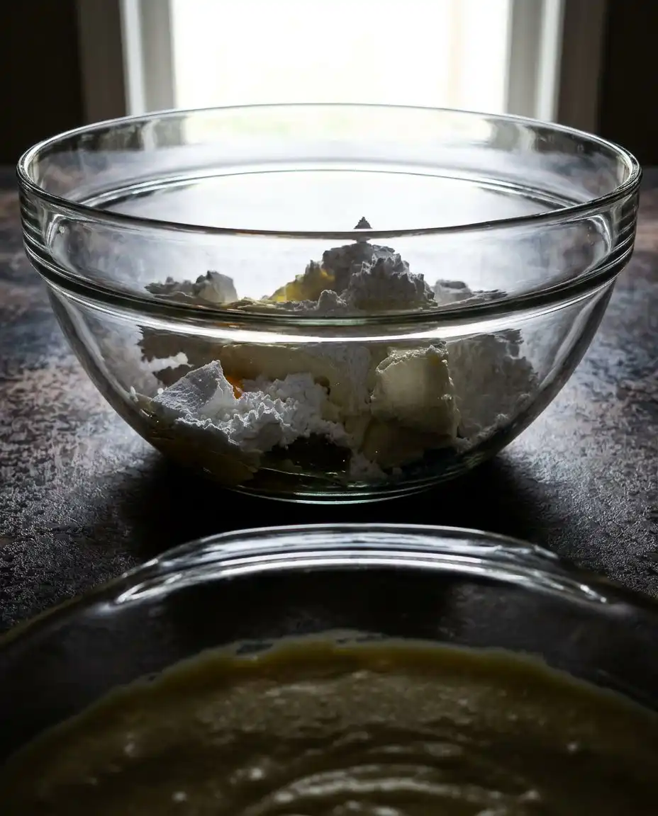 The ingredients for Peaches and Cream Bars arranged on a wooden kitchen counter.
