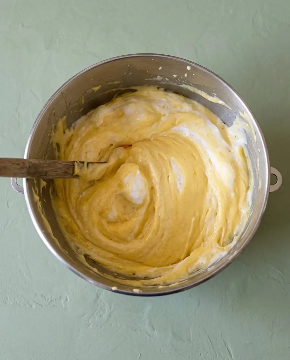 Bowls of flour, eggs, and cocoa powder for a Classic Two-Layer Yellow Cake with Chocolate Frosting.