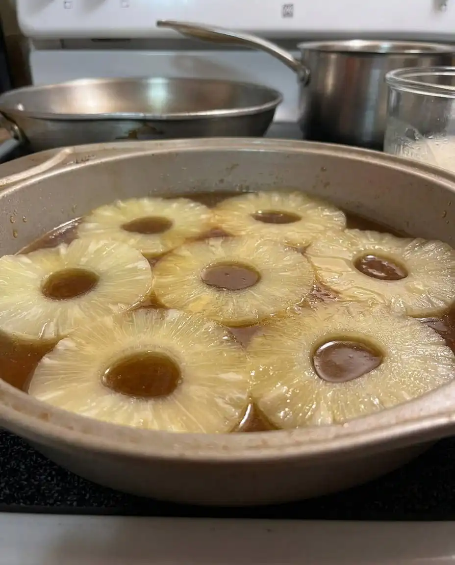 Ingredients for pineapple cake including flour, crushed pineapple, eggs, and mascarpone cheese