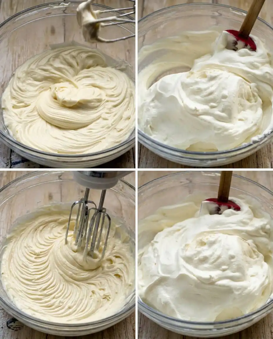 Close up of cream cheese frosting being spread onto chocolate brownies