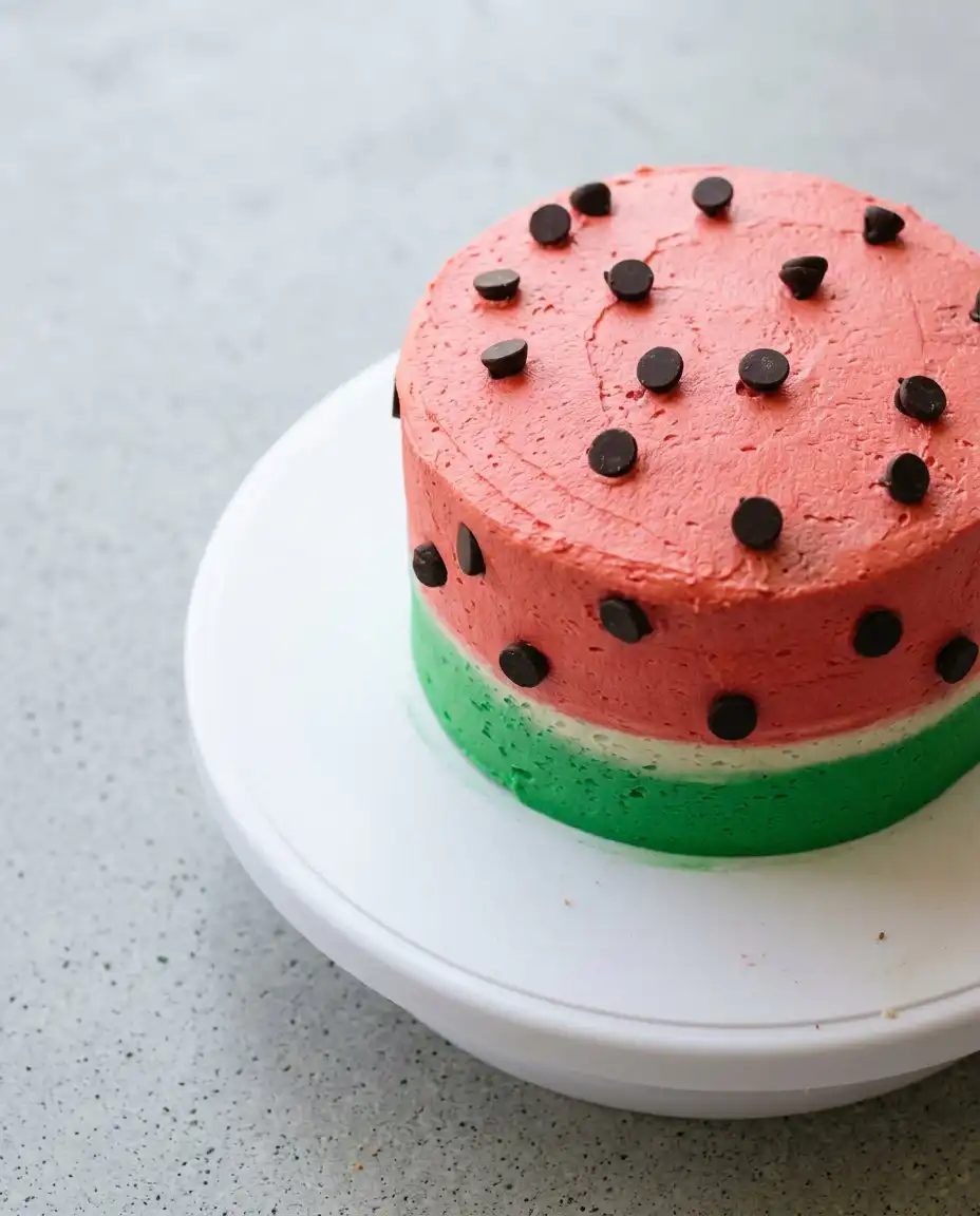 Smash Cake Made from Watermelon on a vintage cake stand.