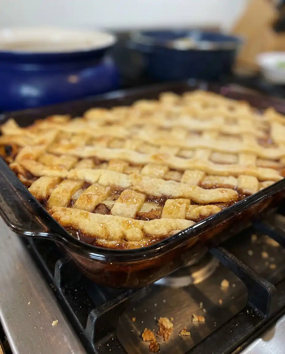 A warm serving of peach cobbler in a bowl with vanilla ice cream.