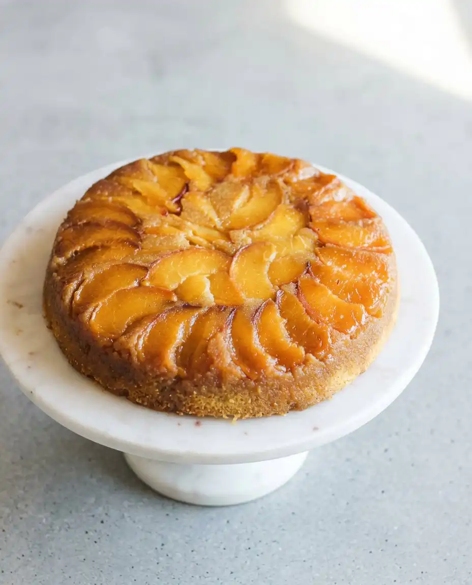 Easy Peach Pie Filling Dump Cake 16 A scoop of vanilla ice cream melting on a slice of Easy Peach Pie Filling Dump Cake.