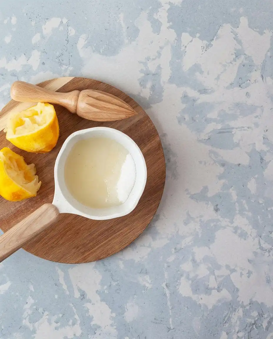 A hand sifting white flour through a fine mesh strainer over a bowl.