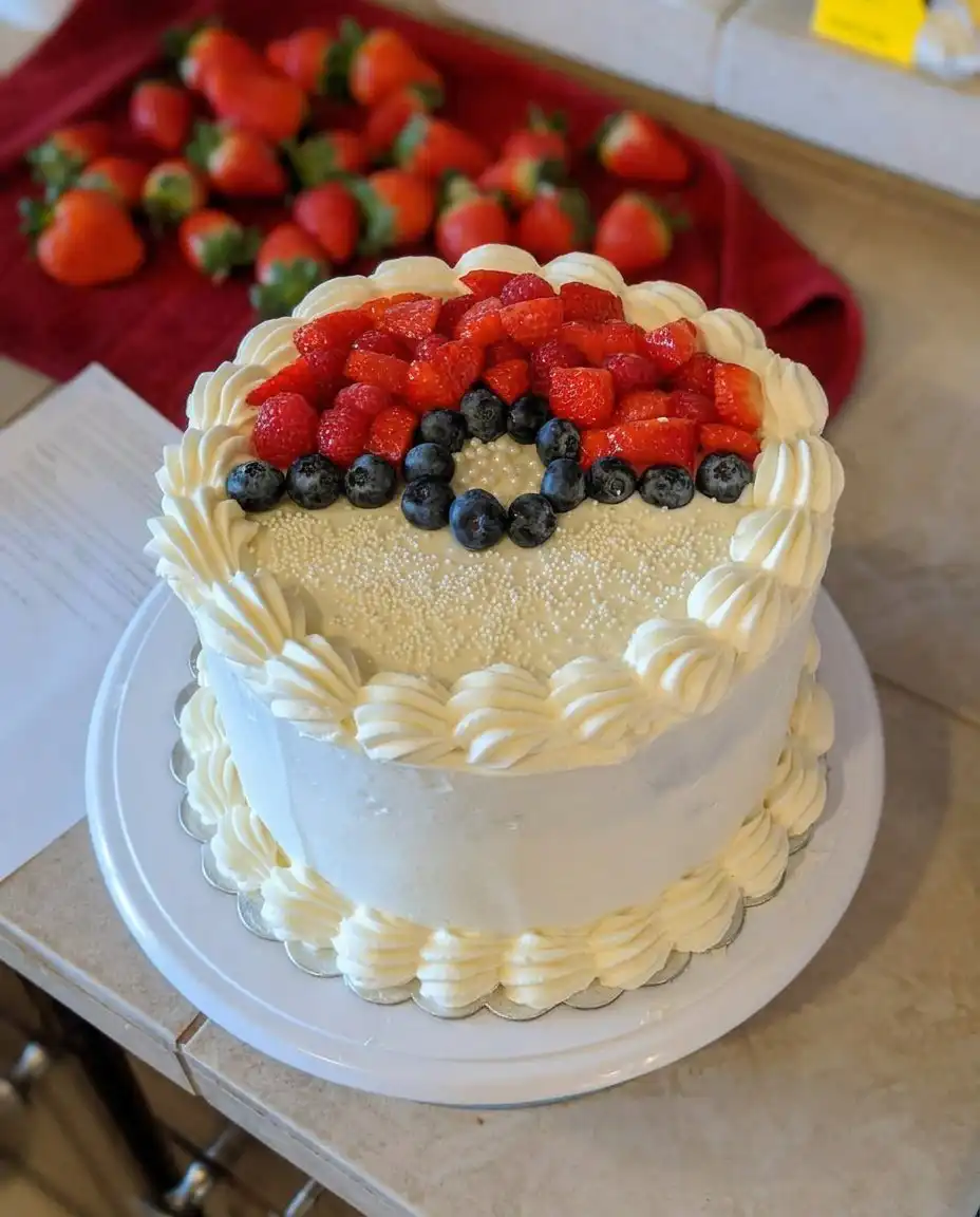 Summer Berry Poke Cake 14 A single slice of poke cake showing red and blue stripes inside