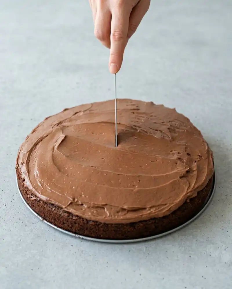 A thick slice of Sugar-Free Chocolate Zucchini Cake showing a moist dark crumb.