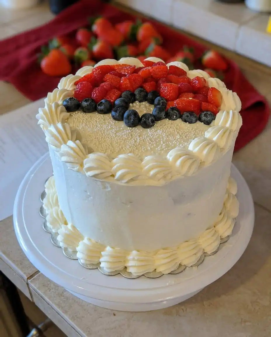 Summer Berry Poke Cake 10 A summer berry poke cake with red and blue fruit sauces showing through the white frosting