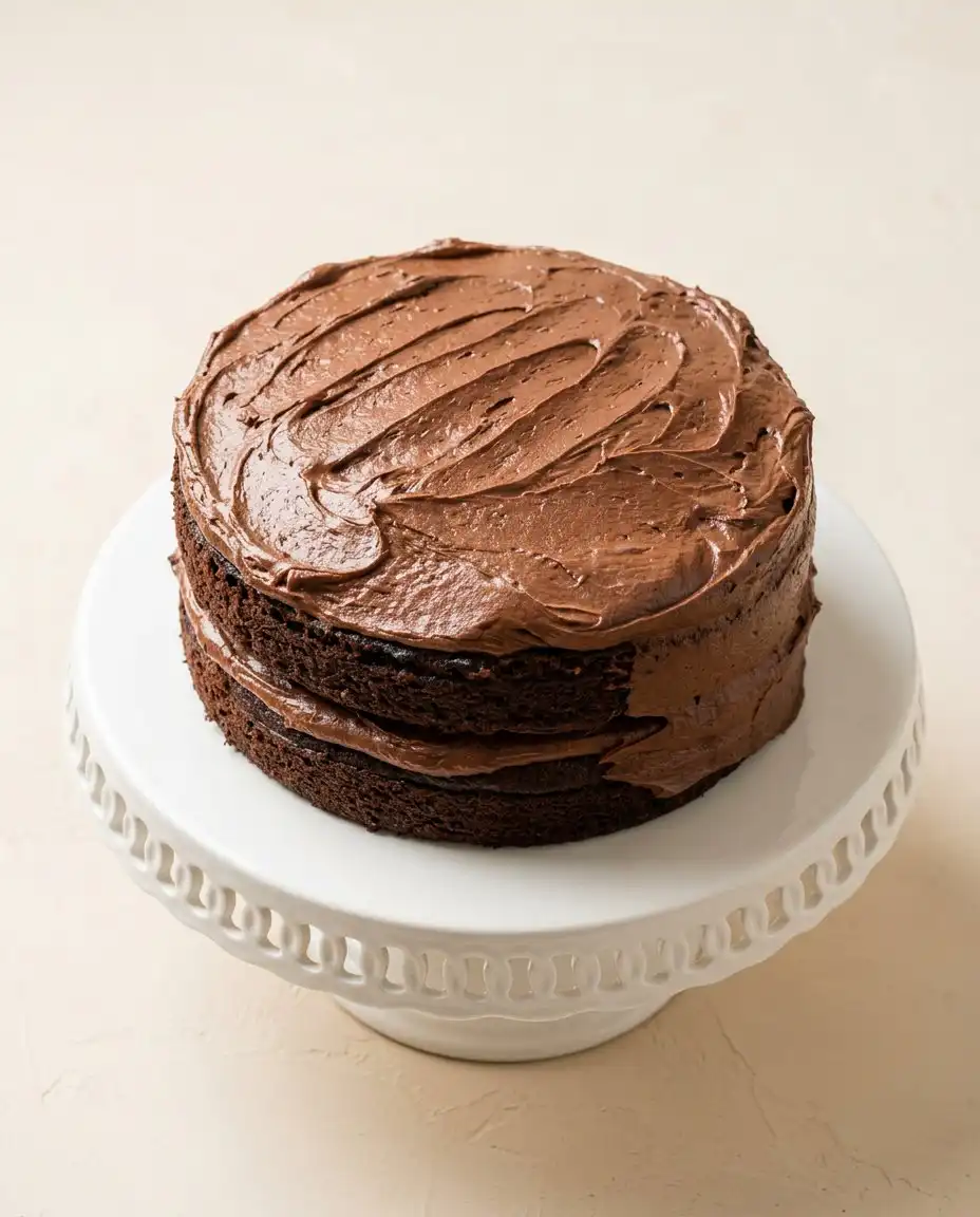 Hershey's Perfectly Chocolate Cake 15 Two nine inch round pans filled with Hershey's Perfectly Chocolate Cake batter baking in the oven.