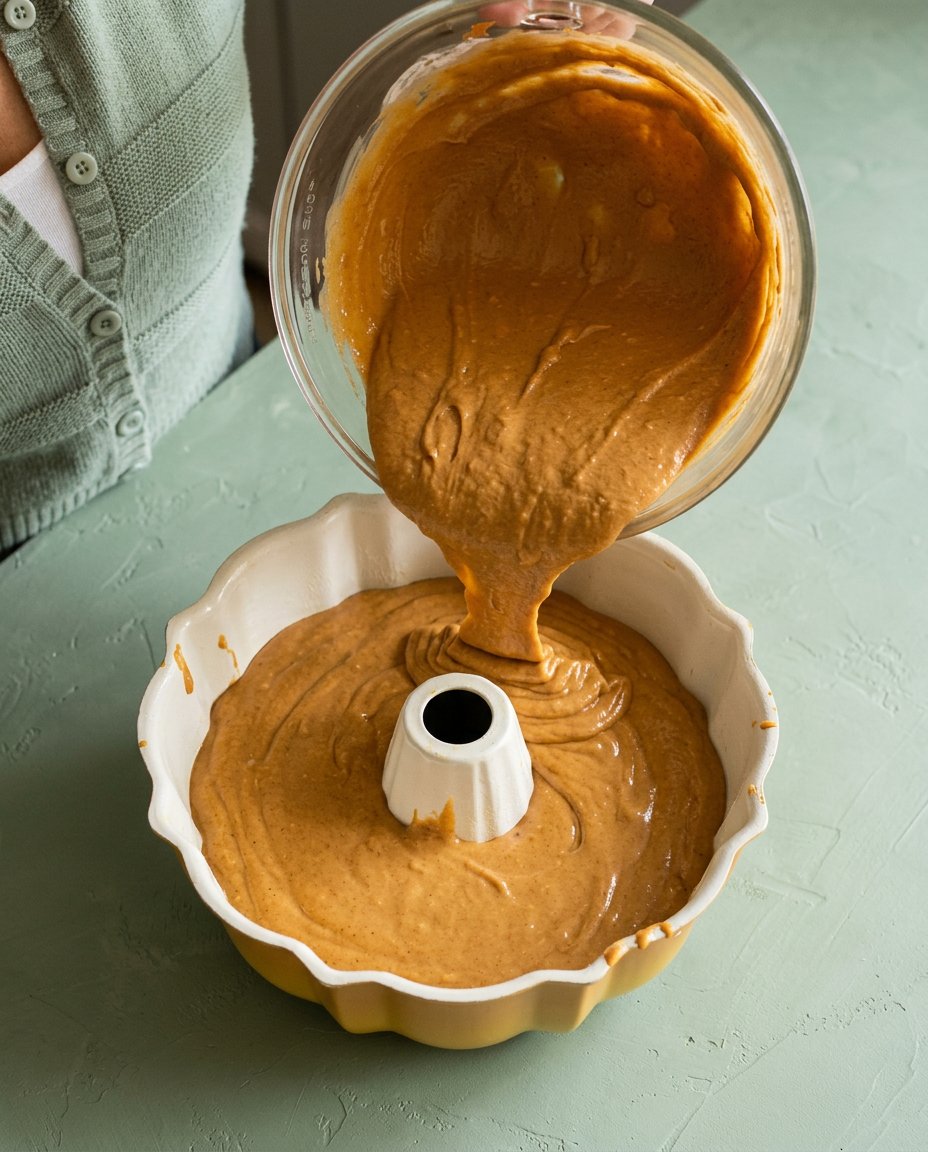 Pumpkin Spice Bundt Cake 15 Checking the internal temperature of a baked Pumpkin Spice Bundt Cake with an instant-read thermometer.