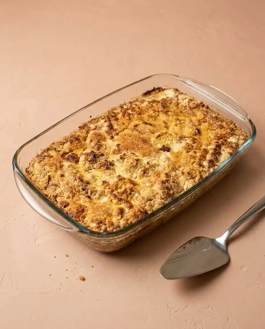 Classic Pumpkin Dump Cake 12 A warm golden Classic Pumpkin Dump Cake topped with toasted pecans in a baking dish.