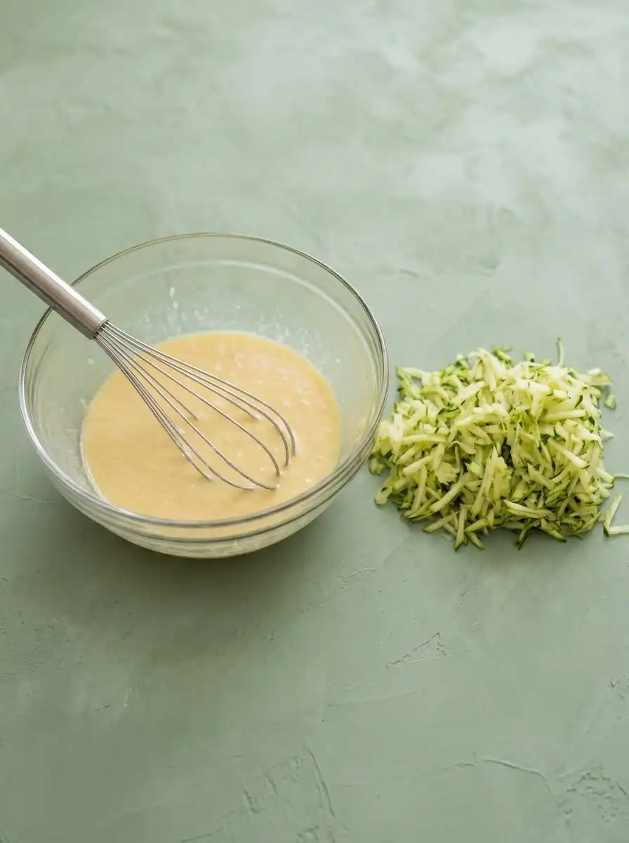 A zucchini cake with greek yogurt cooling on a wire rack by the window